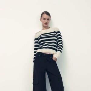 Zara Striped Wool-blend Sweater
